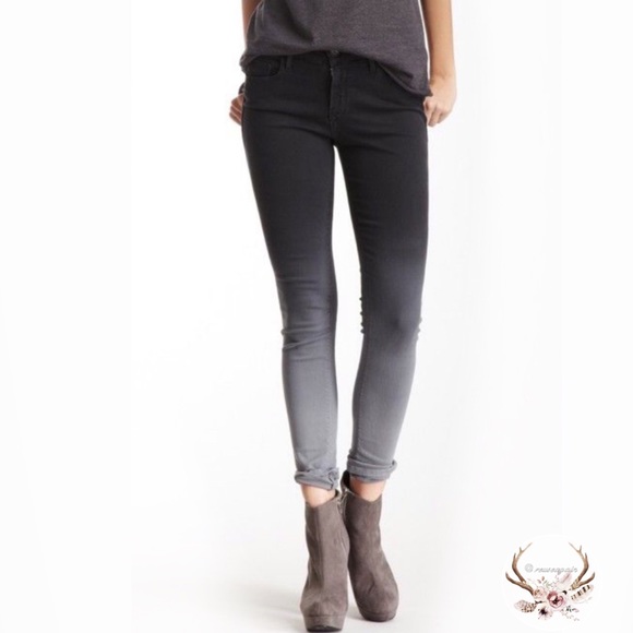 Zara Black Ombré Raw Hem Skinny Jeans - Picture 1 of 6